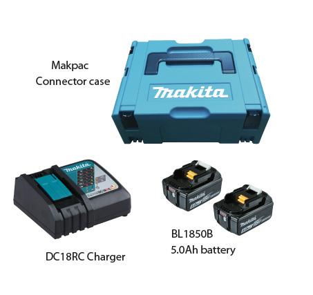Makita Battery Kit18V5.0Ah x 2pc, Fast Charger x 1pc MKP1RT182